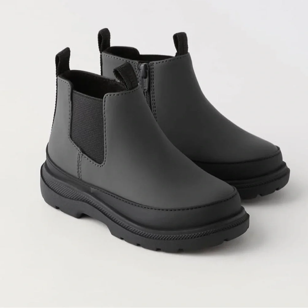 Zara Gray and Black Ankle Toddler Boots EU 24/7.5 US
